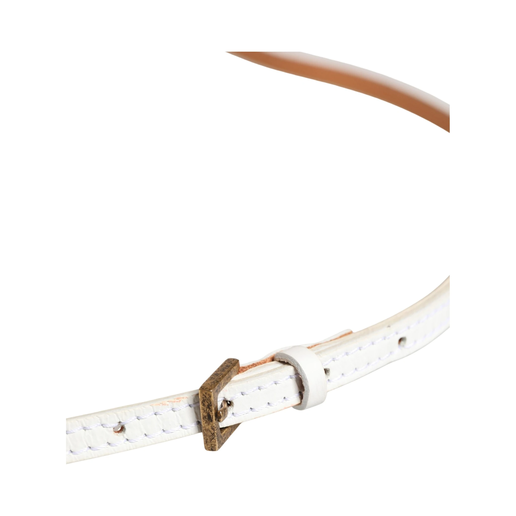 White Leather Skinny Gold Metal Buckle Belt