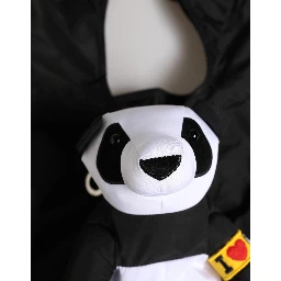 Men Black Polyester Panda Stuffed Ecobag Bag