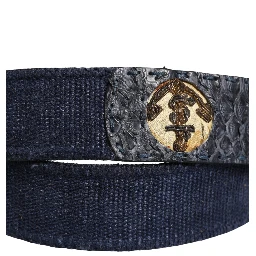 Dark Blue Canvas Silver Metal Buckle Belt