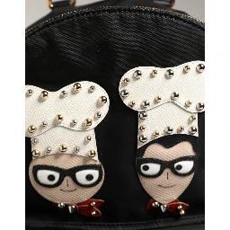 VULCANO Black Nylon #DGFAMILY Embellished Backpack Bag