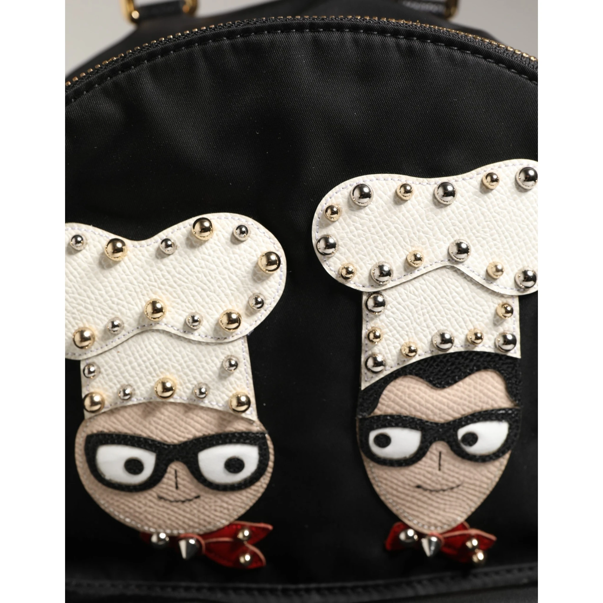 VULCANO Black Nylon #DGFAMILY Embellished Backpack Bag