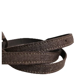 Dark Brown Wool Bow Embellished Buckle Belt