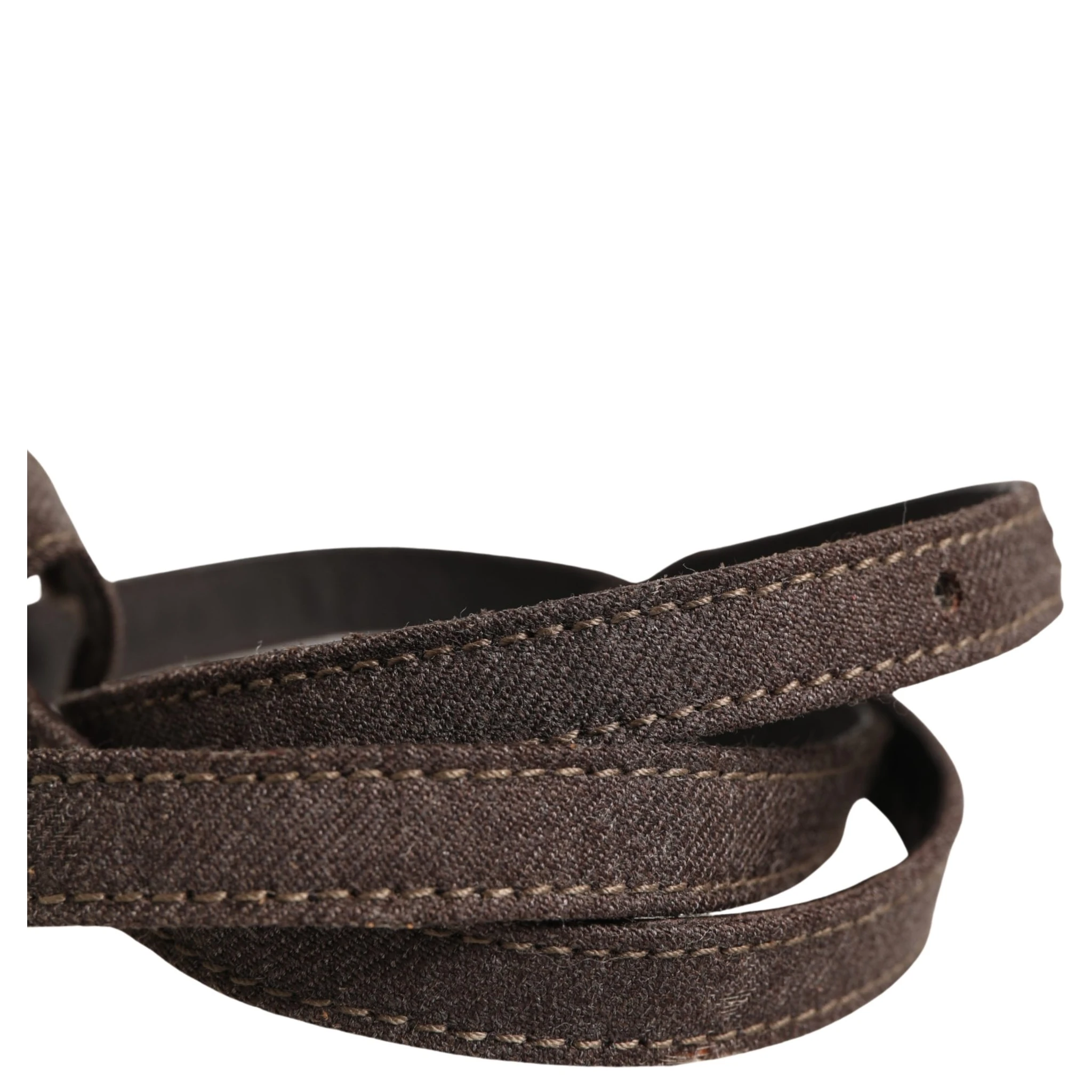 Dark Brown Wool Bow Embellished Buckle Belt