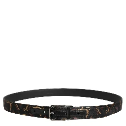 Multicolor Jacquard Silver Metal Buckle Belt