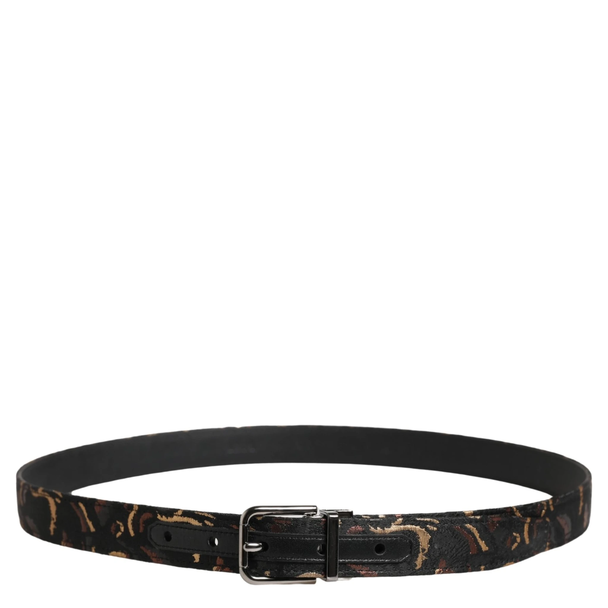 Multicolor Jacquard Silver Metal Buckle Belt