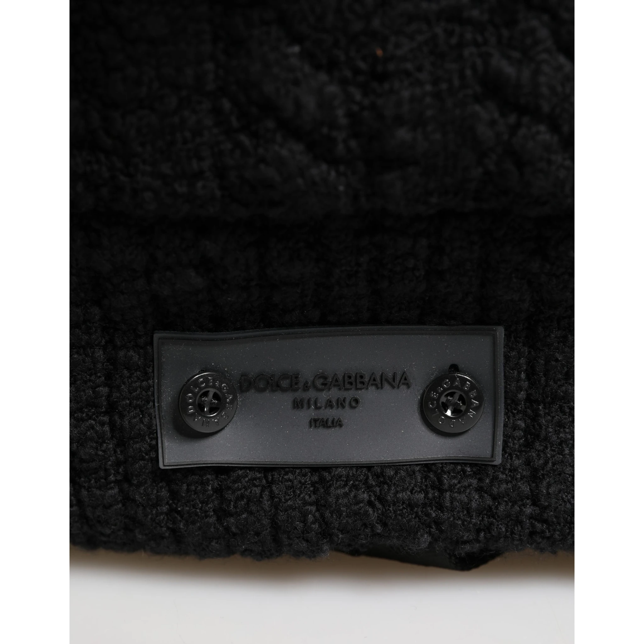 Black Tricot Wool Blend Duffel Backpack Travel Borse Bag