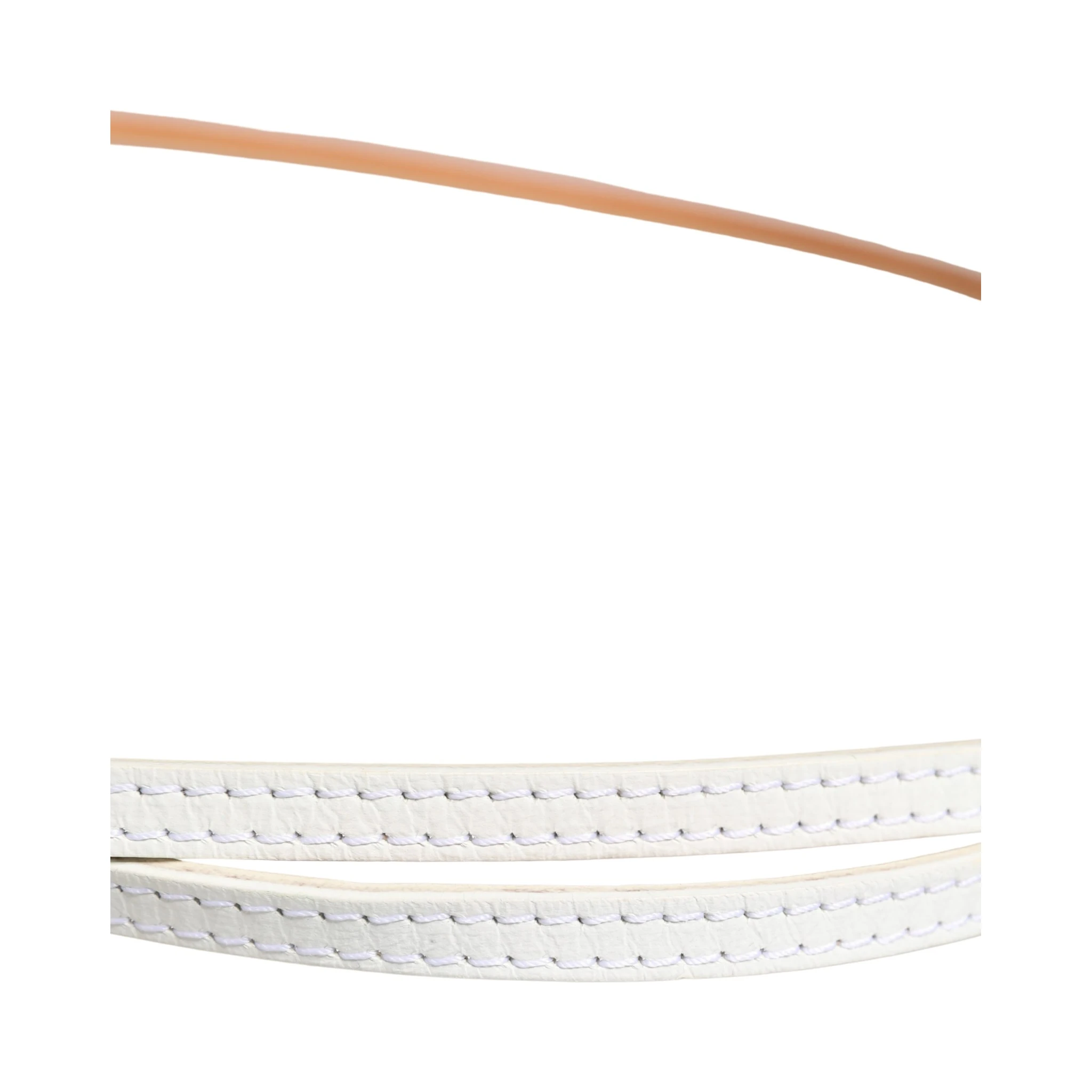 White Leather Skinny Gold Metal Buckle Belt