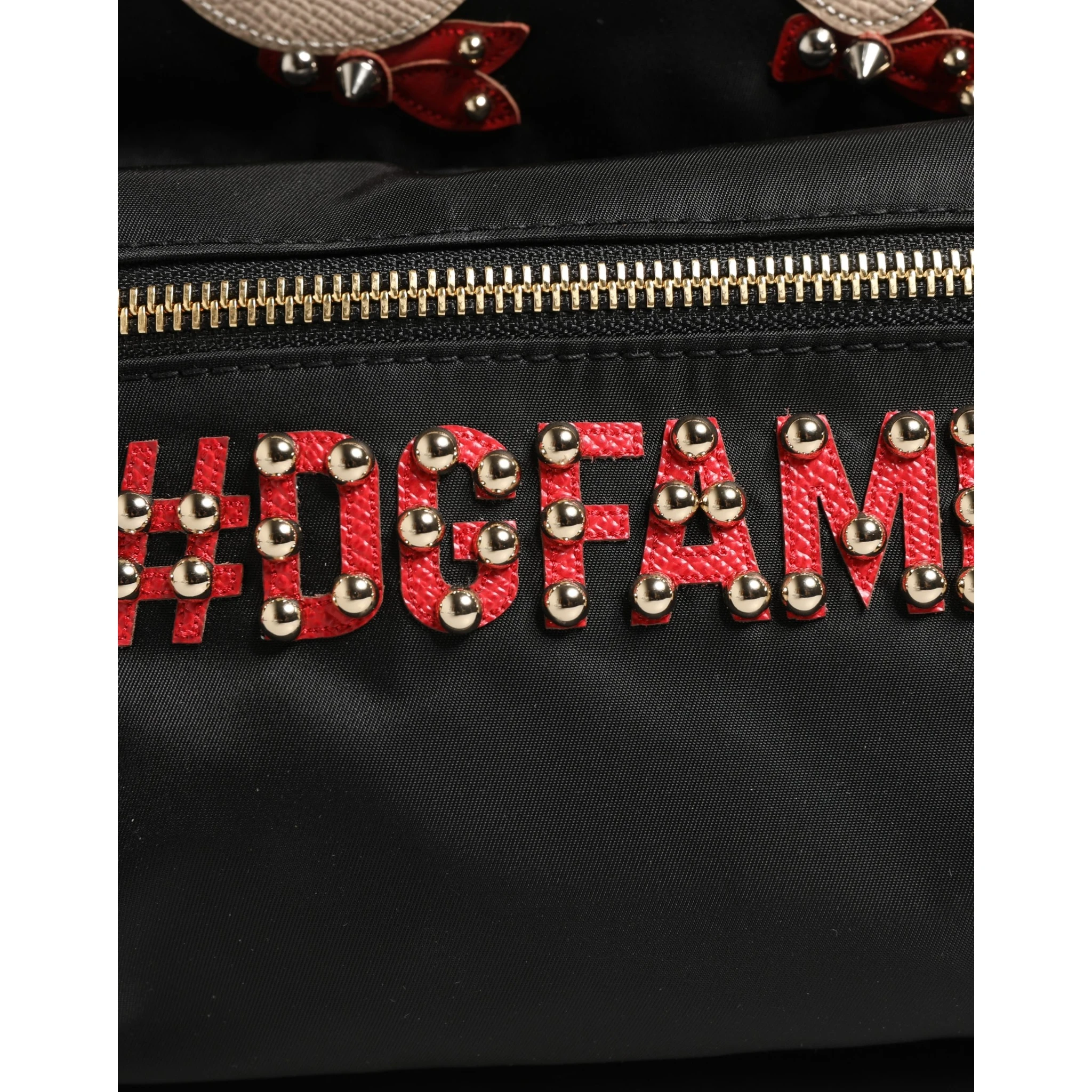 VULCANO Black Nylon #DGFAMILY Embellished Backpack Bag