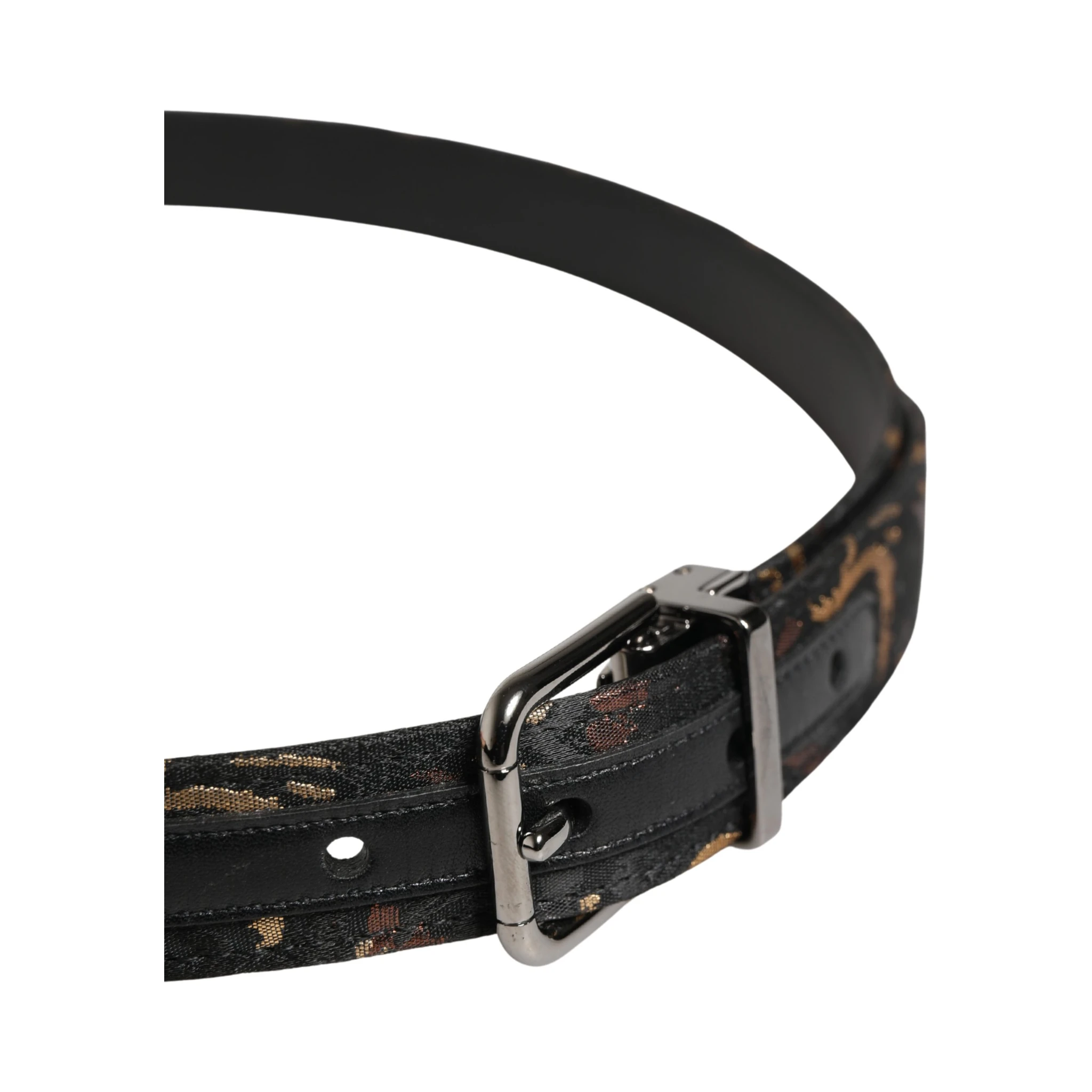 Multicolor Jacquard Silver Metal Buckle Belt