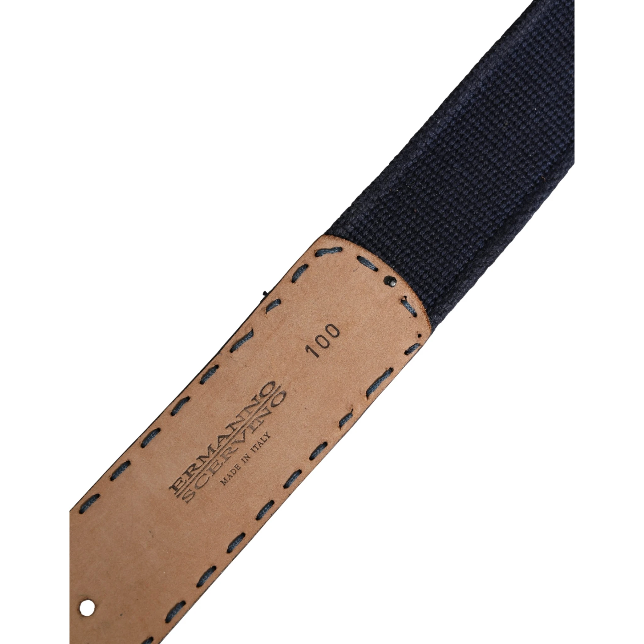 Dark Blue Canvas Silver Metal Buckle Belt