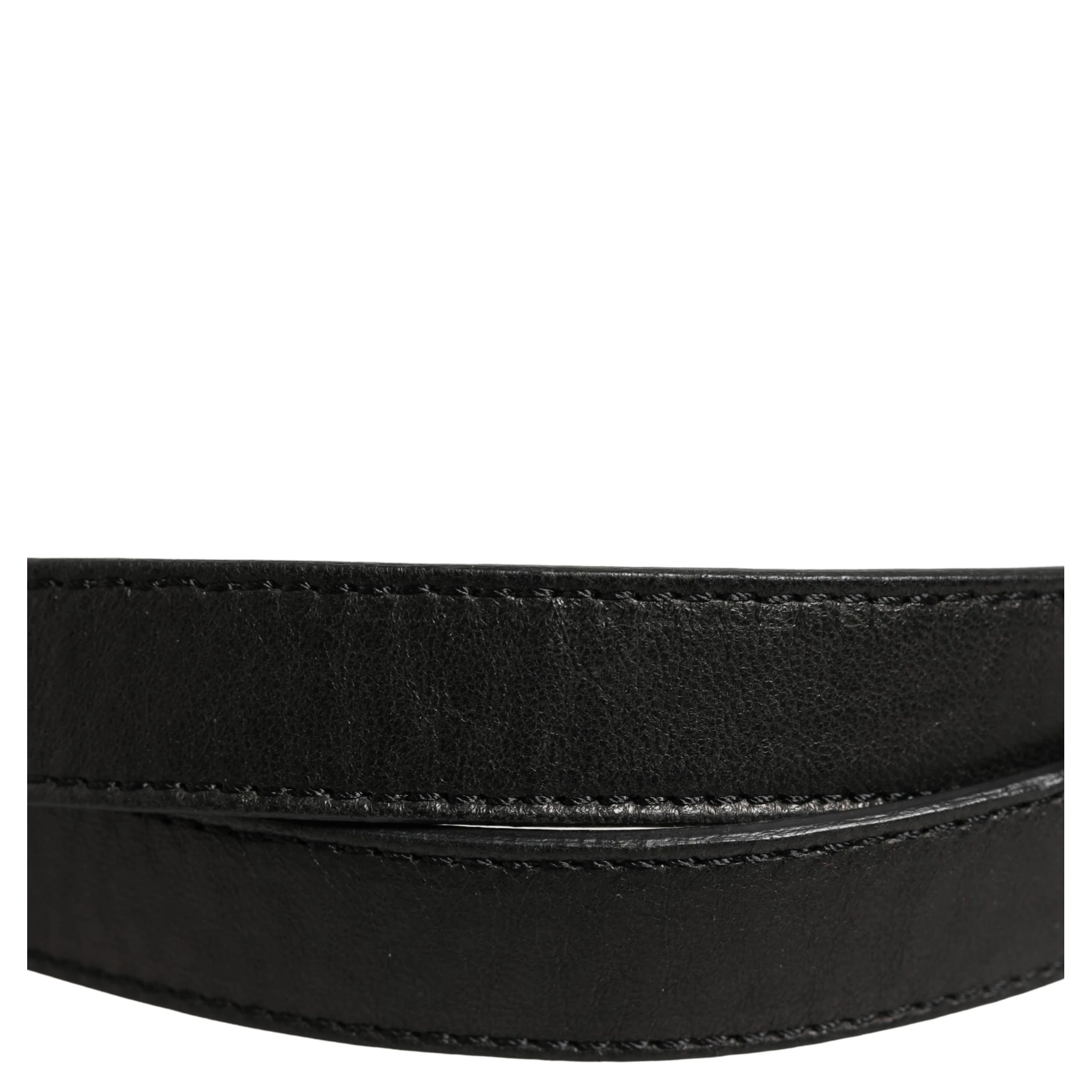 Black Leather Square Metal Buckle Waist Belt