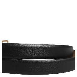 Black Classic Leather Gold Metal Buckle Belt