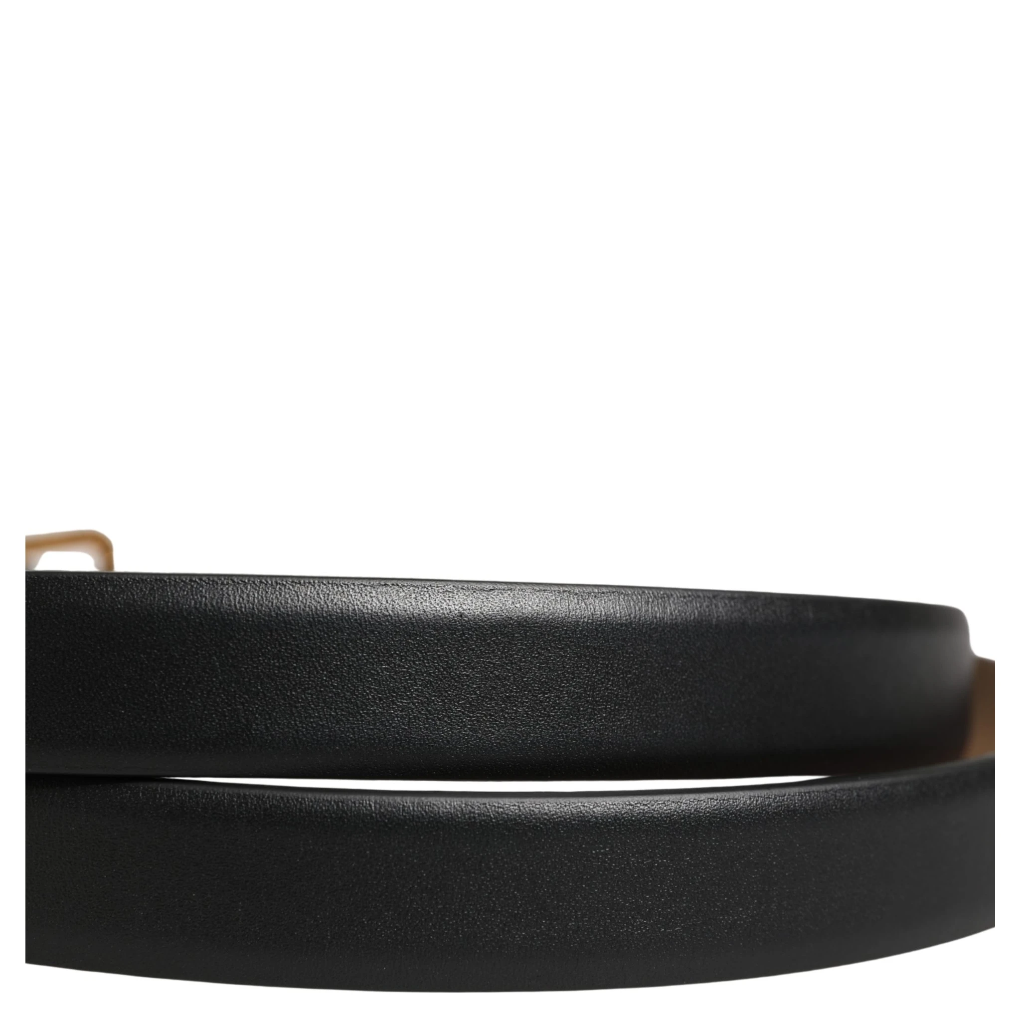 Black Classic Leather Gold Metal Buckle Belt