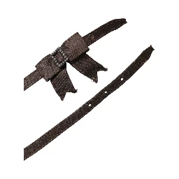 Dark Brown Wool Bow Embellished Buckle Belt