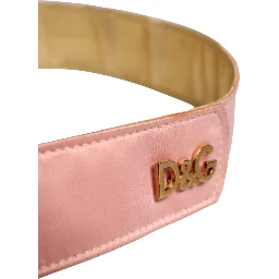 Pink Satin Leather Oval Metal Buckle Belt