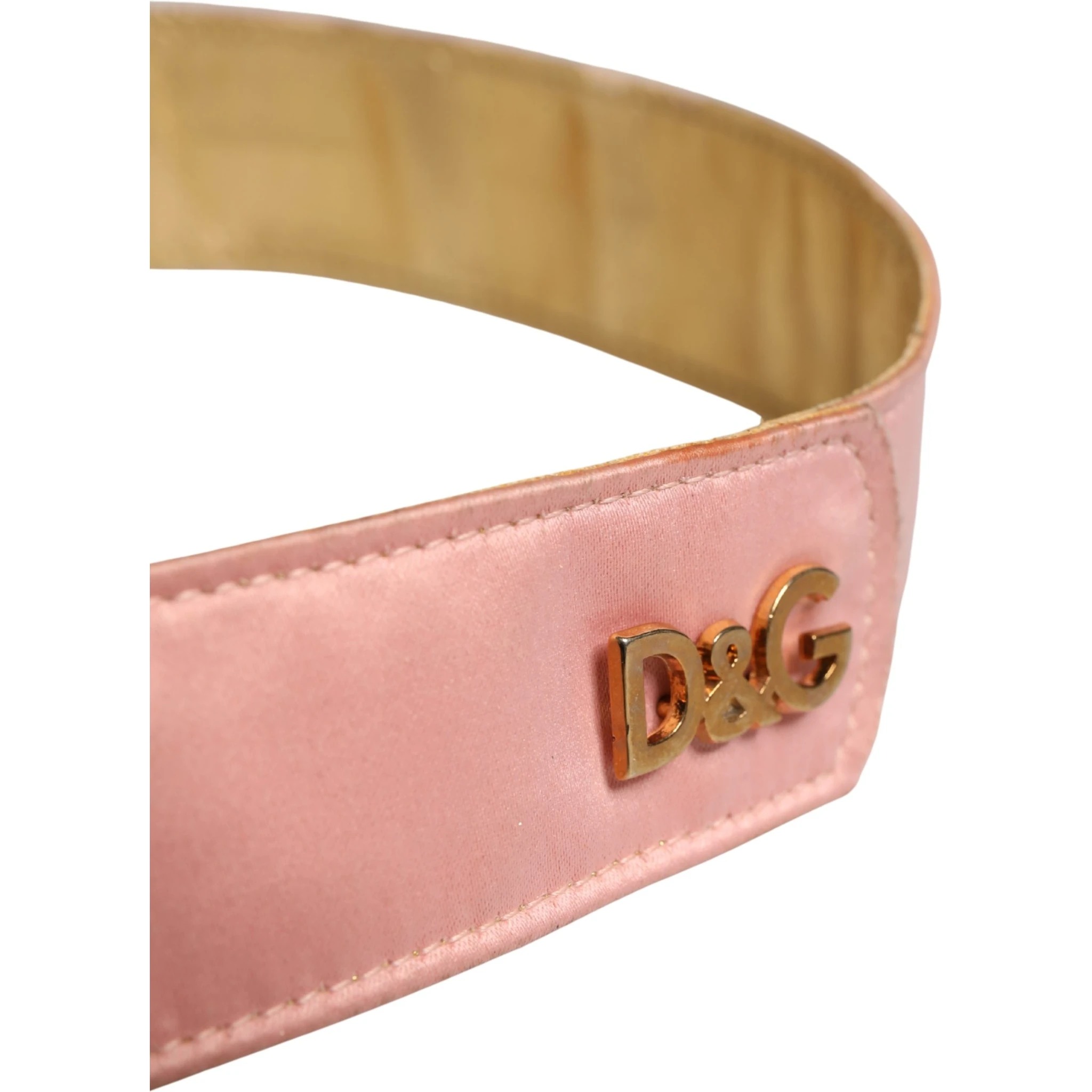 Pink Satin Leather Oval Metal Buckle Belt
