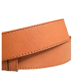 Orange Leather Hexagon Metal Buckle Waist Women Belt