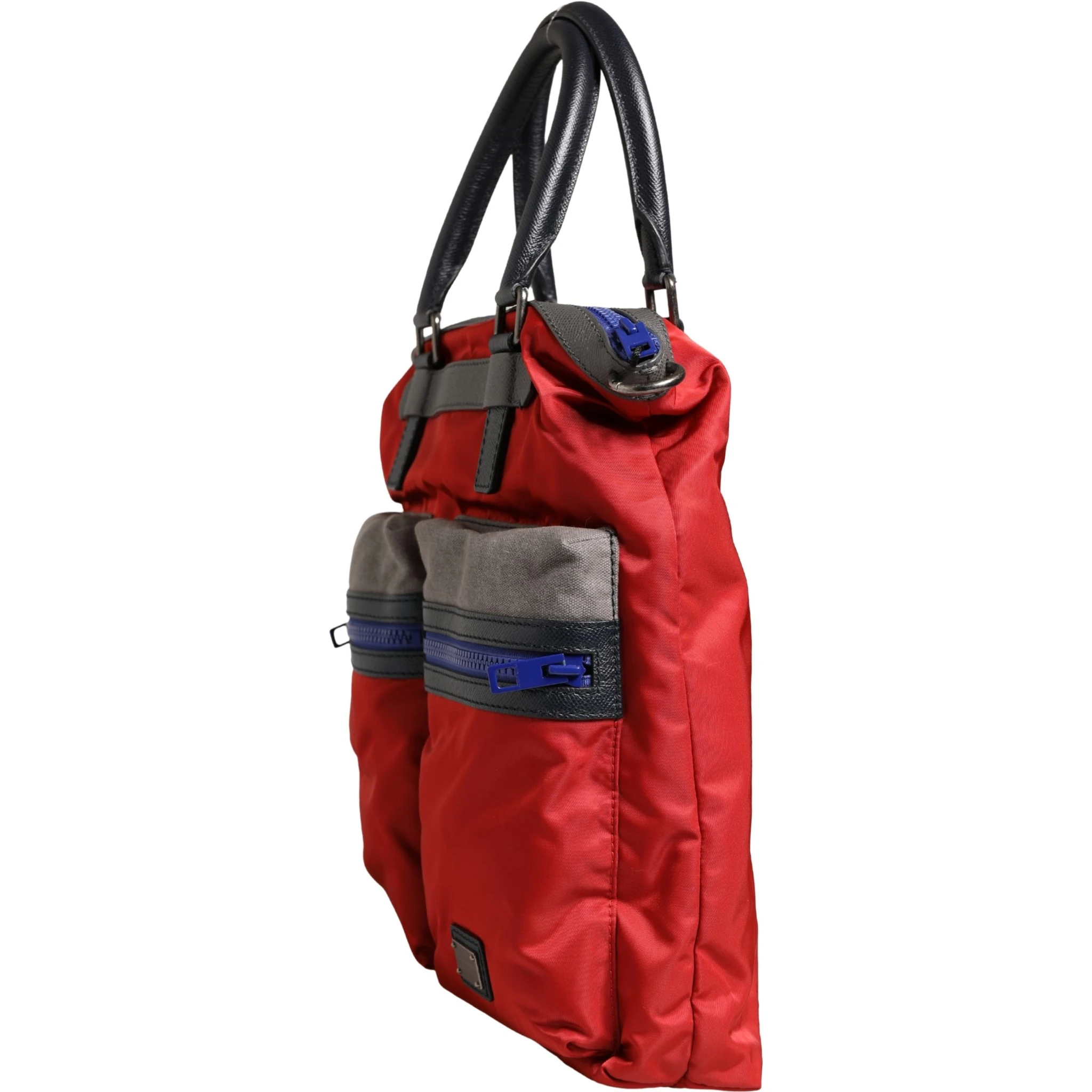 Red Nylon Multiple Compartments Tote Shoulder Borse Bag