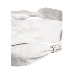 Women White Leather Embellished Wide Waist Cintura Belt