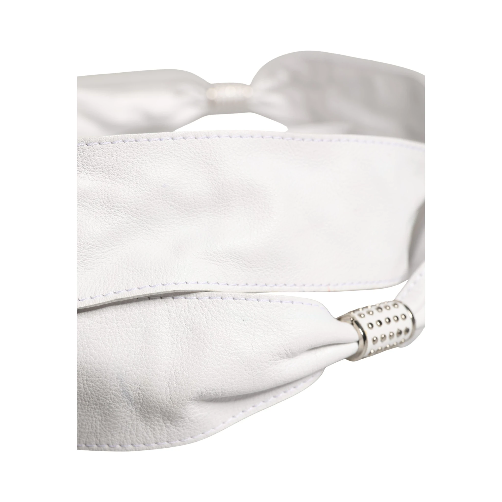 Women White Leather Embellished Wide Waist Cintura Belt