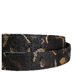 Multicolor Jacquard Silver Metal Buckle Belt