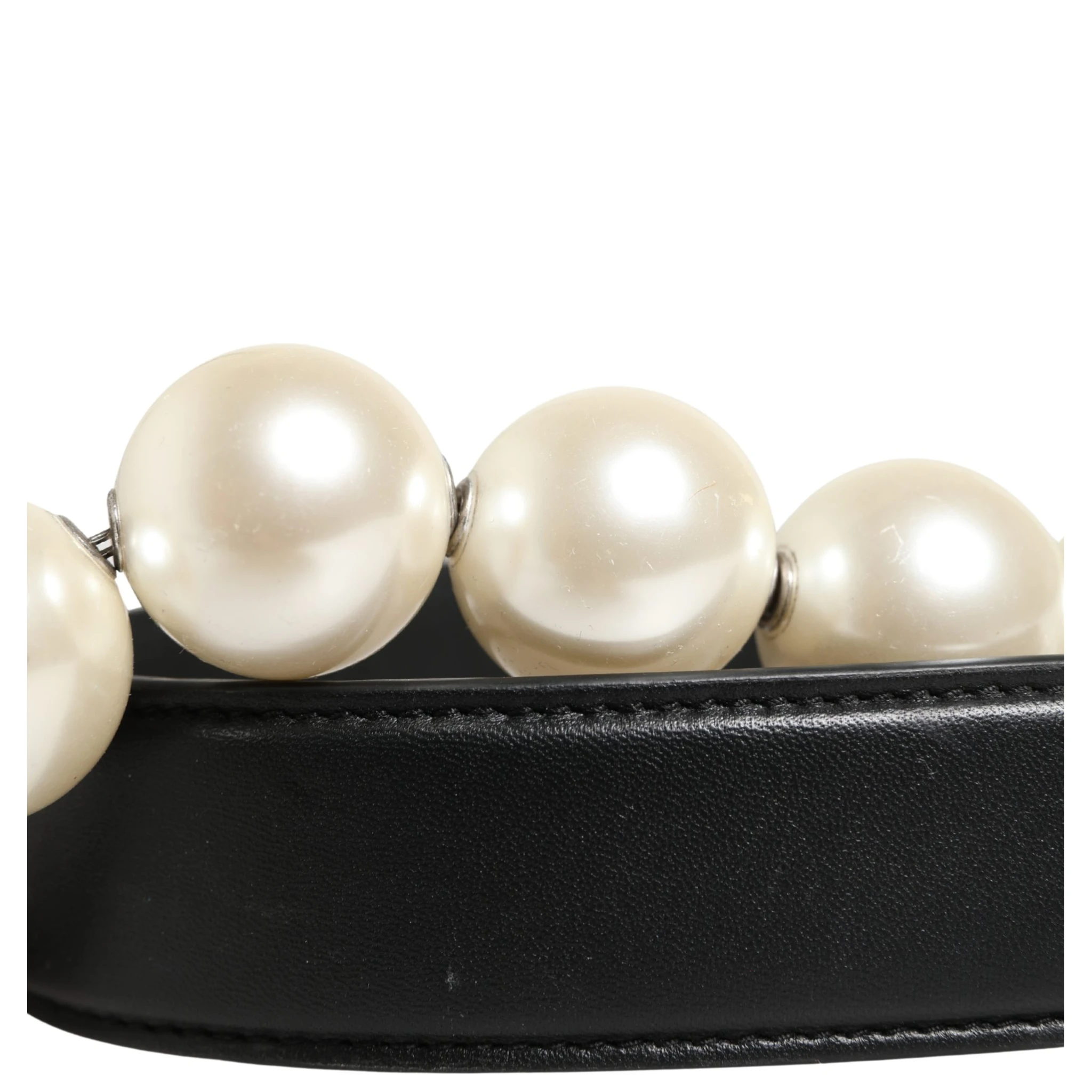 Black Leather Silver Chain Bag Accessory Shoulder Strap