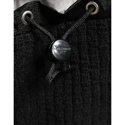 Black Tricot Wool Blend Duffel Backpack Travel Borse Bag