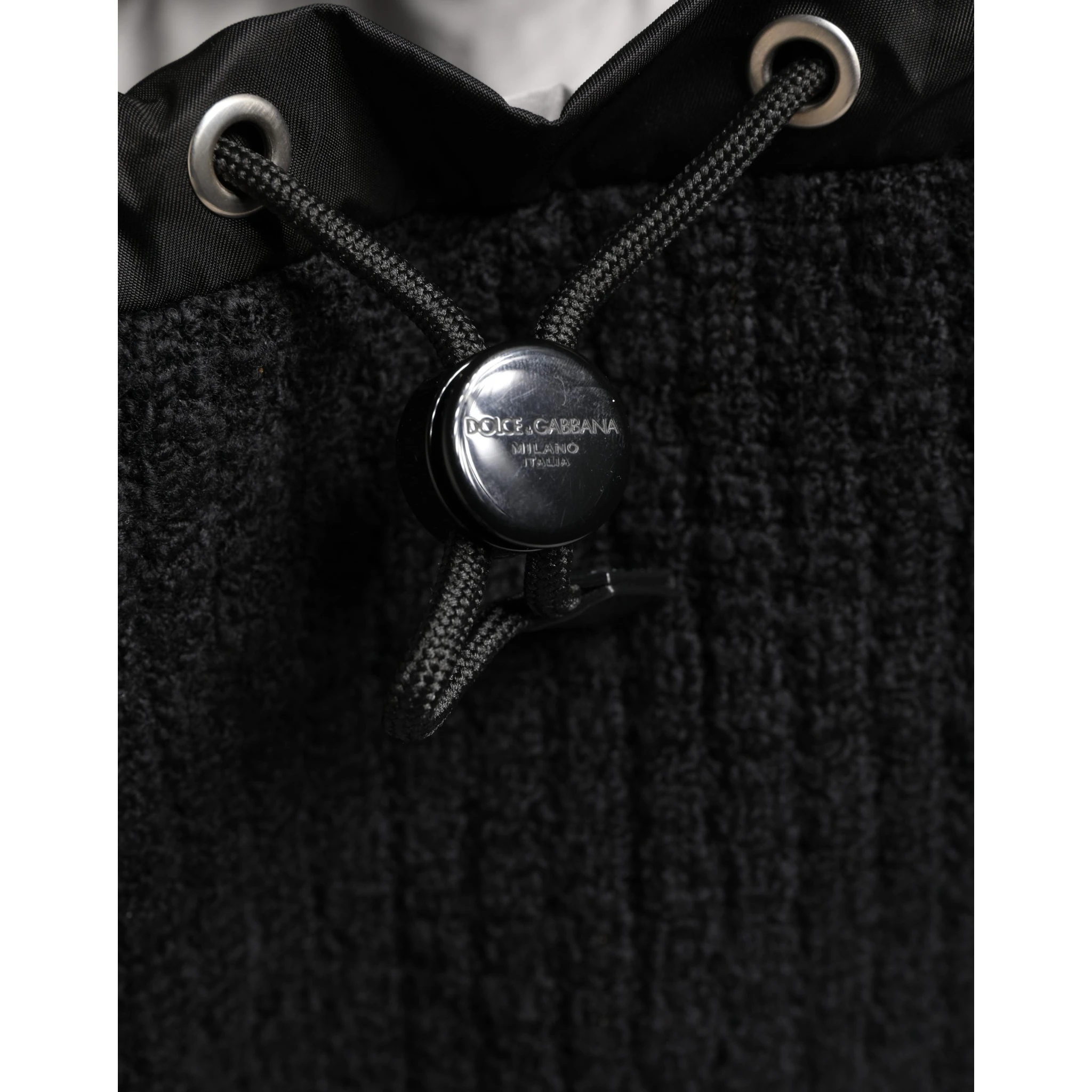 Black Tricot Wool Blend Duffel Backpack Travel Borse Bag