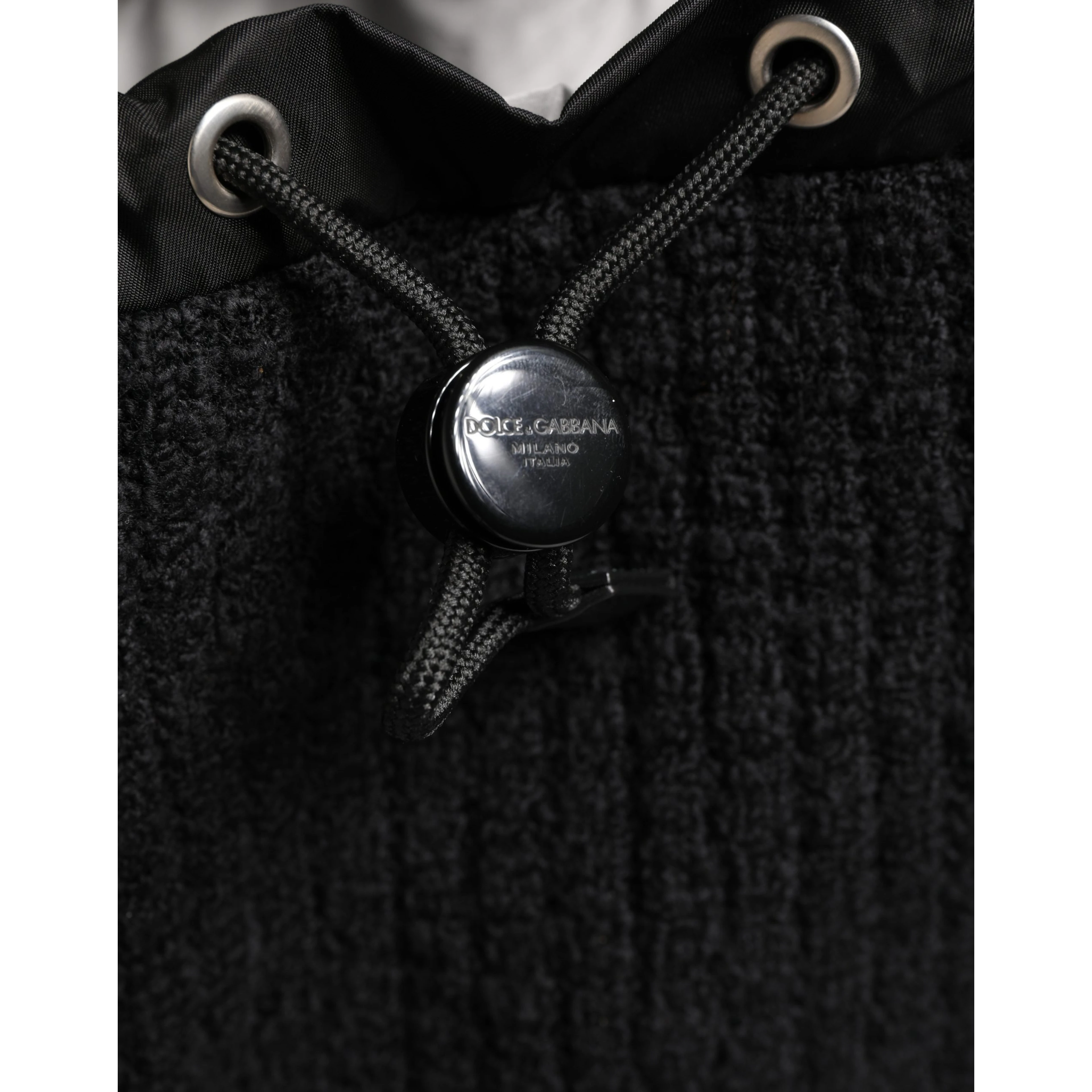 Black Tricot Wool Blend Duffel Backpack Travel Borse Bag