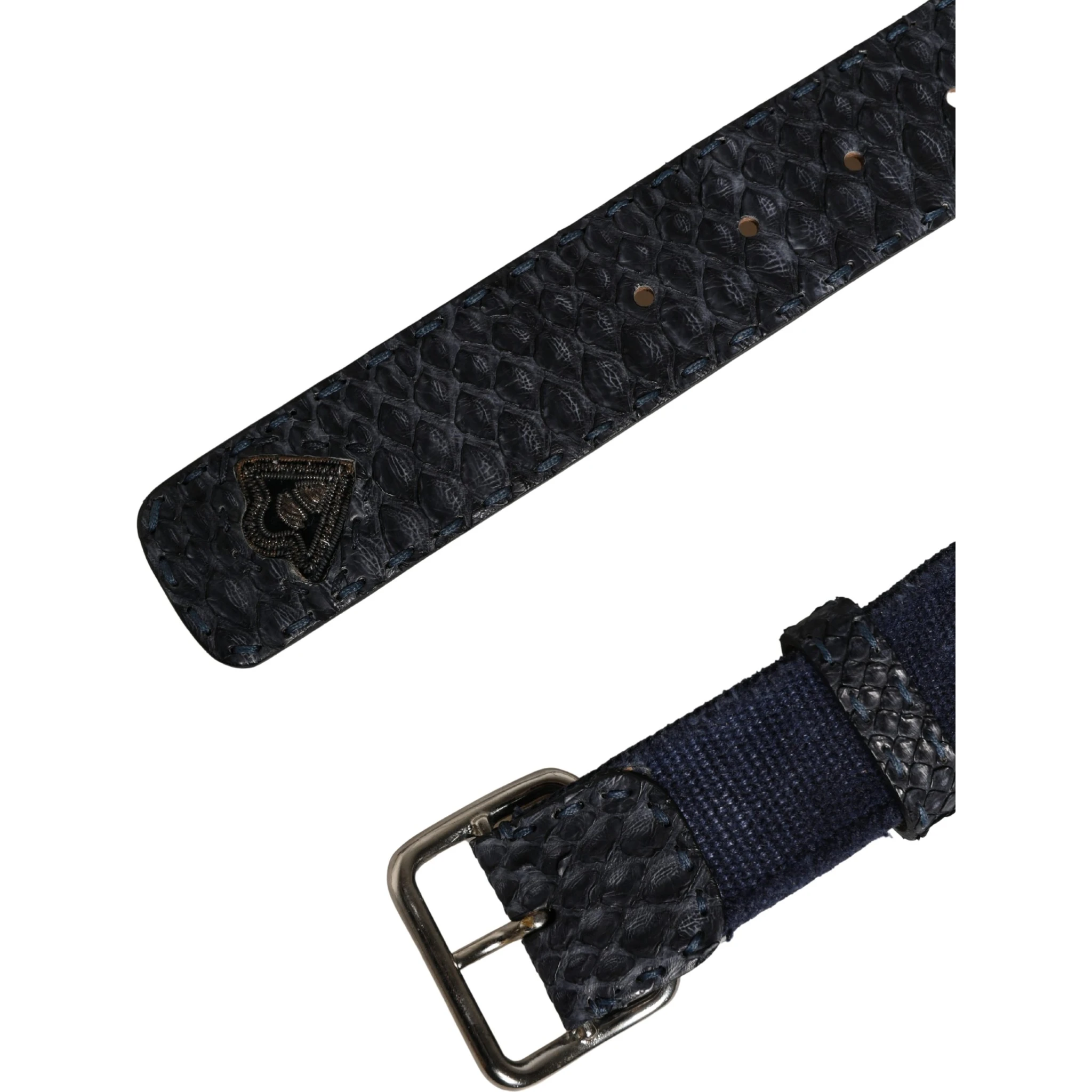 Dark Blue Canvas Silver Metal Buckle Belt