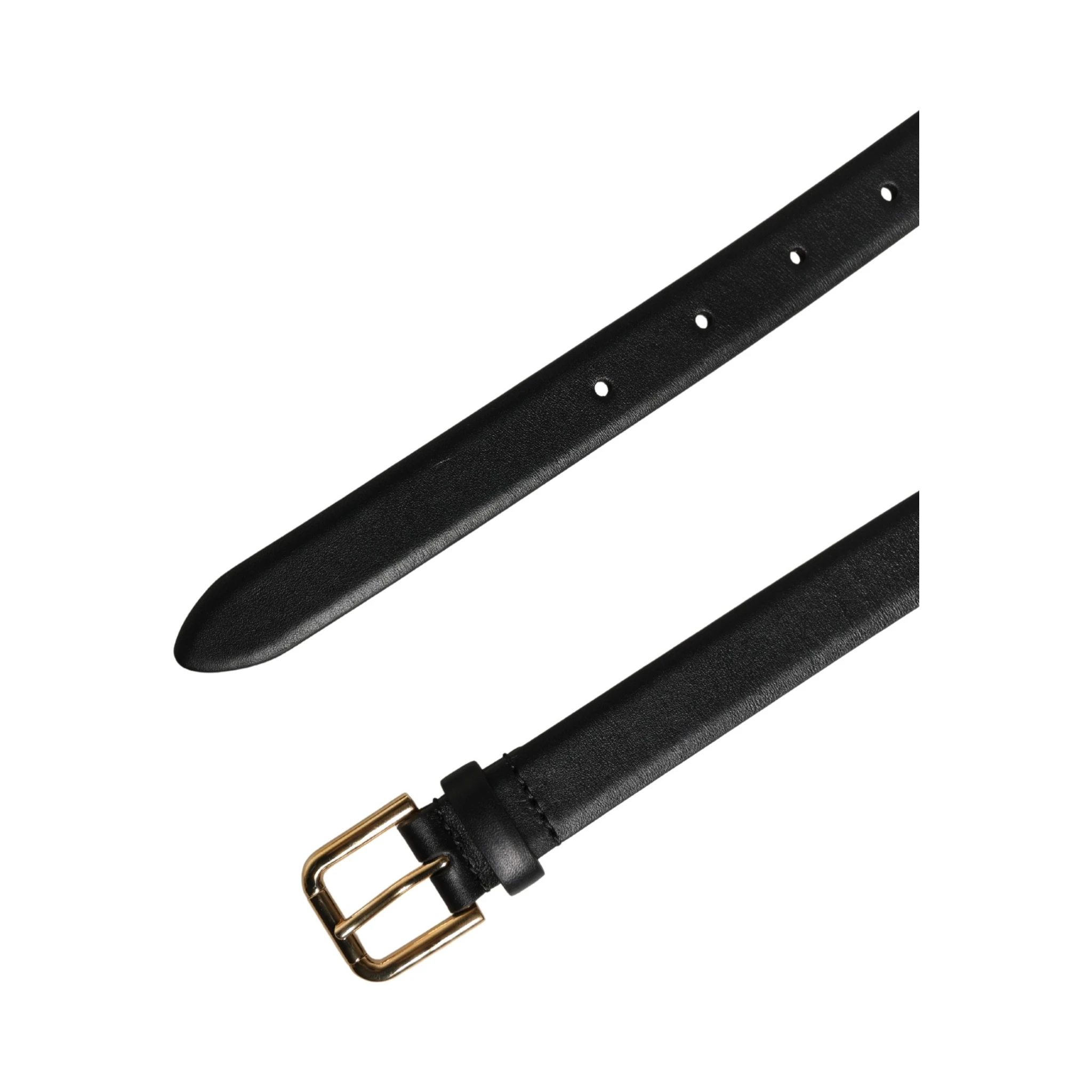 Black Classic Leather Gold Metal Buckle Belt