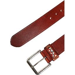 Bordeaux Wide Leather Waist Gold Silver Buckle Belt