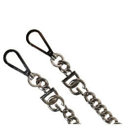 Black Leather Silver Chain Bag Accessory Shoulder Strap