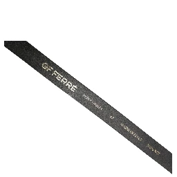 Black Leather Slim Gold Tone Buckle Waist Men Belt