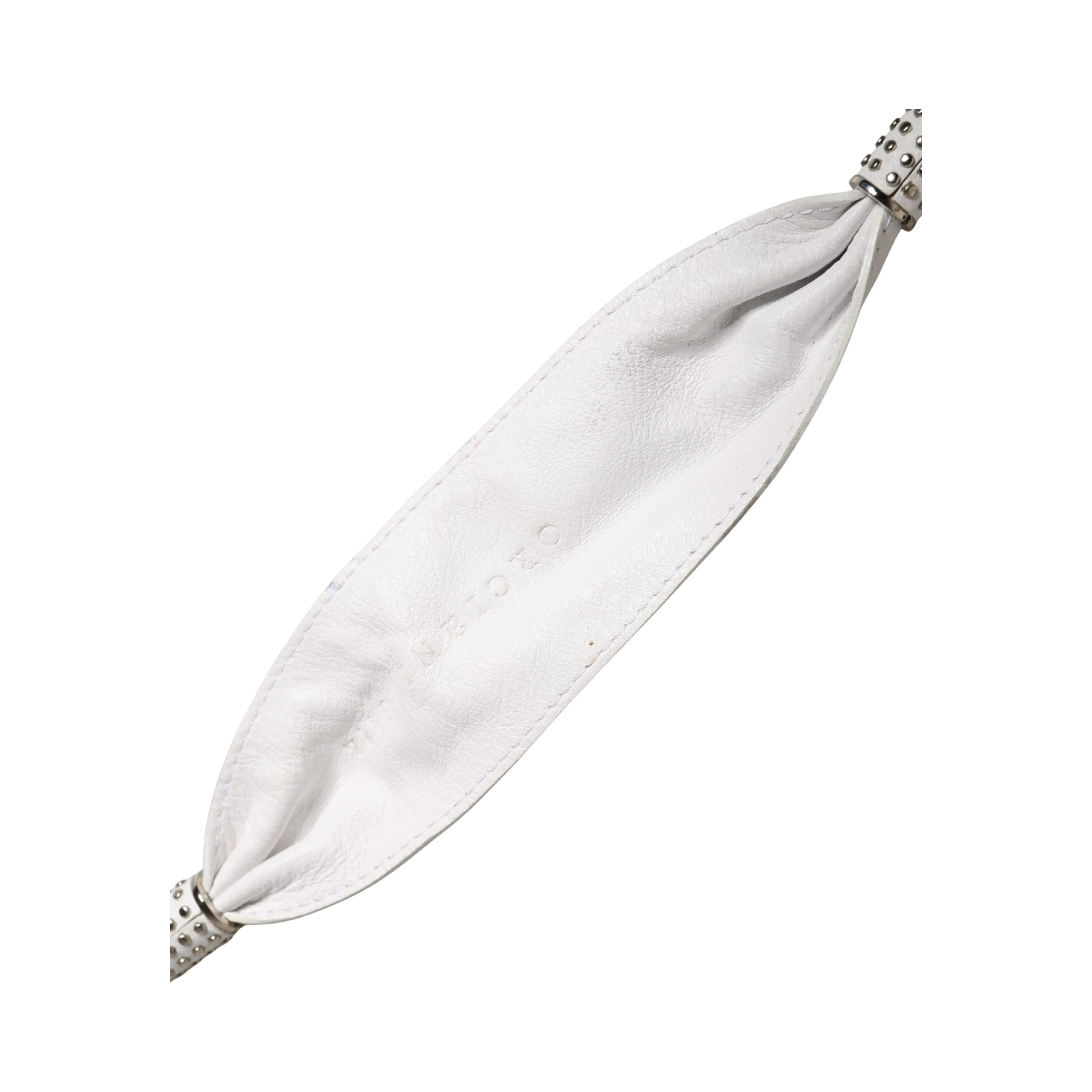 Women White Leather Embellished Wide Waist Cintura Belt