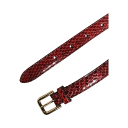 Red Leather Daisy Crystal Embellished Waist Belt