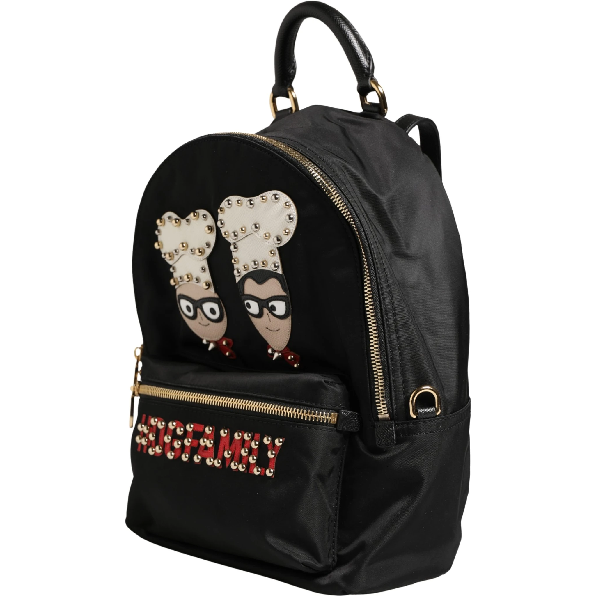 VULCANO Black Nylon #DGFAMILY Embellished Backpack Bag
