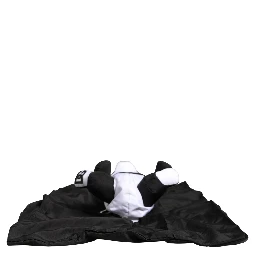 Men Black Polyester Panda Stuffed Ecobag Bag