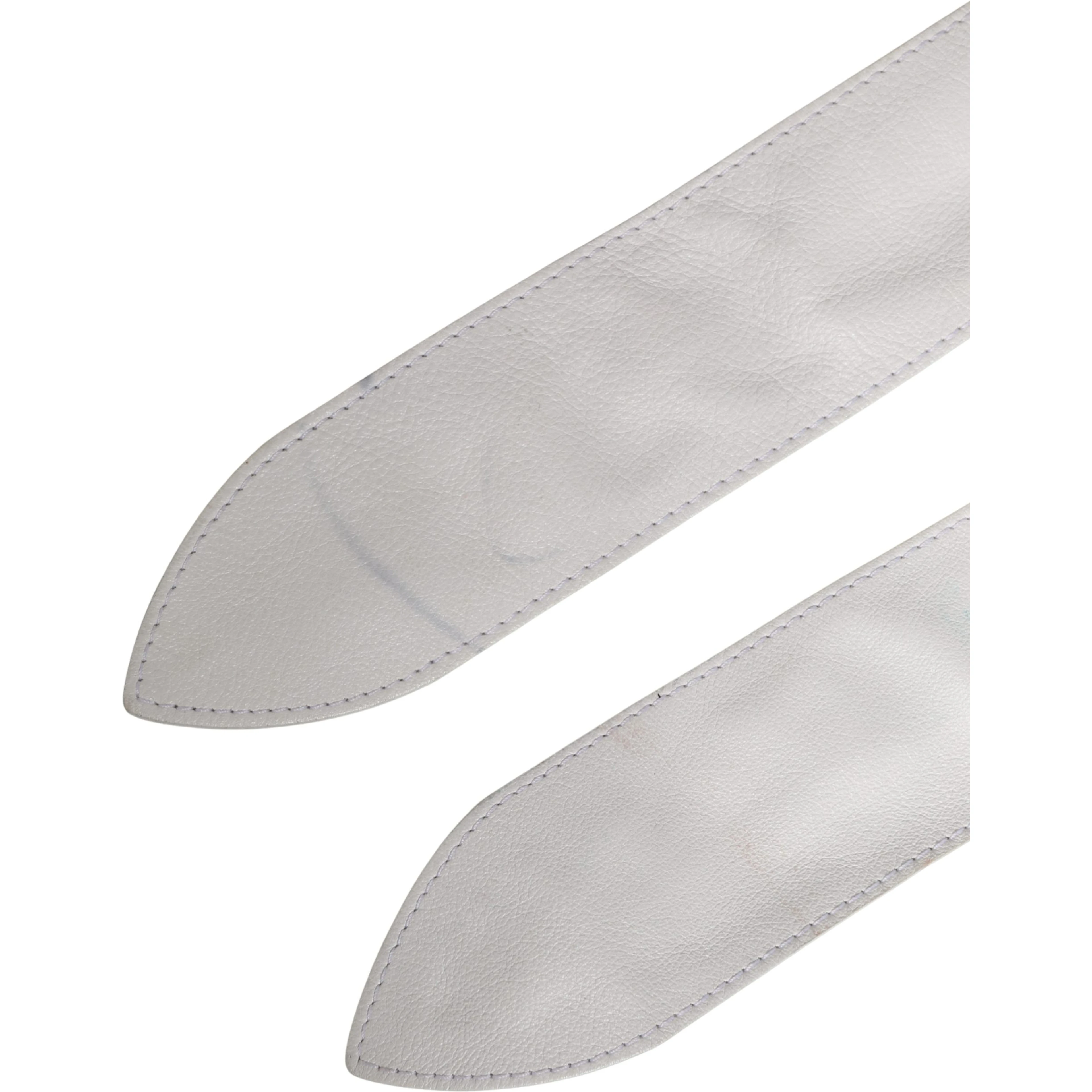 Women White Leather Embellished Wide Waist Cintura Belt
