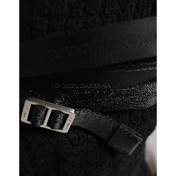 Black Tricot Wool Blend Duffel Backpack Travel Borse Bag