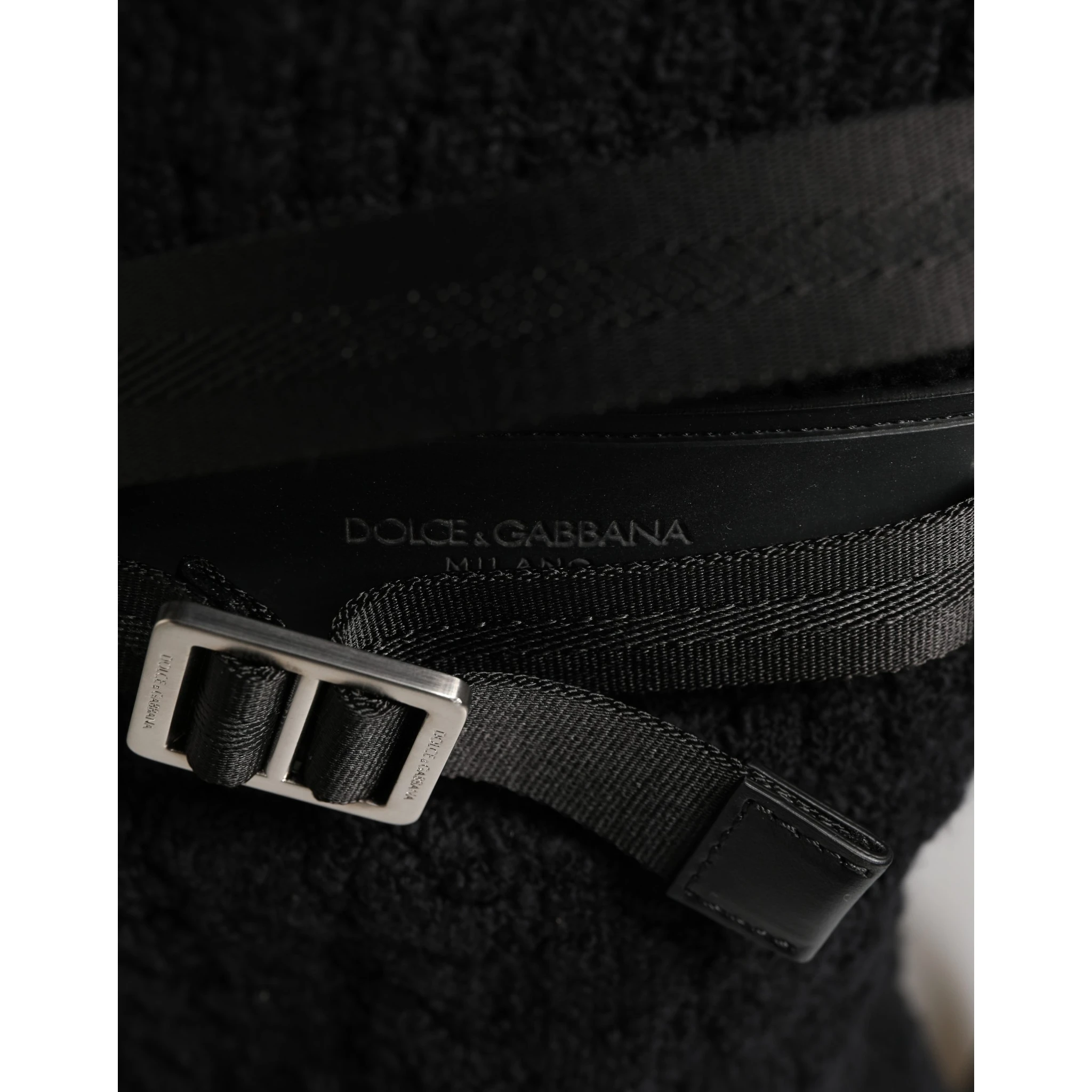 Black Tricot Wool Blend Duffel Backpack Travel Borse Bag