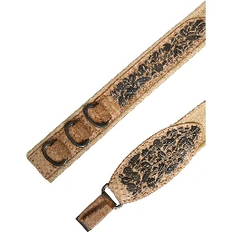 Beige Canvas Embellished Metal Buckle Belt