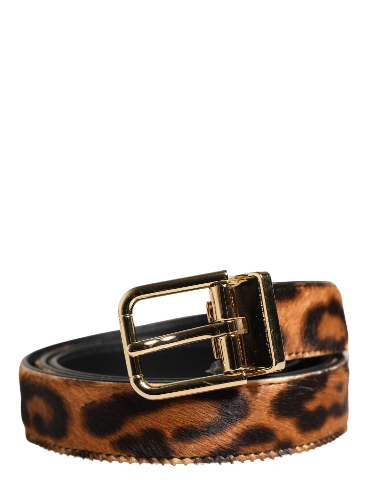 Brown Calf Fur Leopard Metal Buckle Belt alternative
