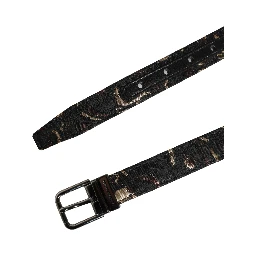 Multicolor Jacquard Silver Metal Buckle Belt