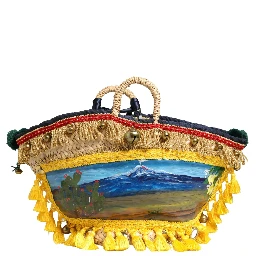 Multicolor Woven Straw Basket Embellished Sicily Bag