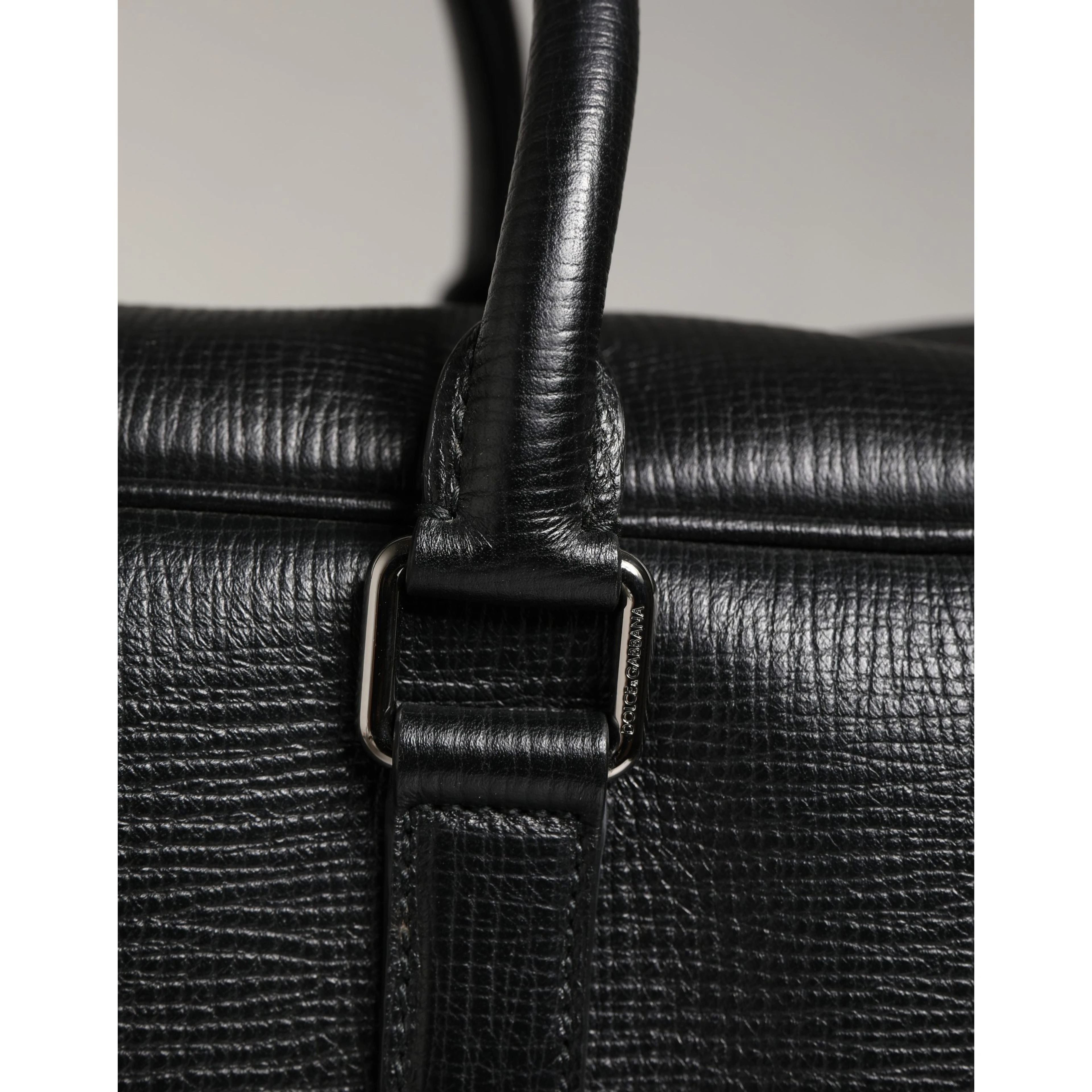Black Car Man Applique Leather Weekender Borse Bag