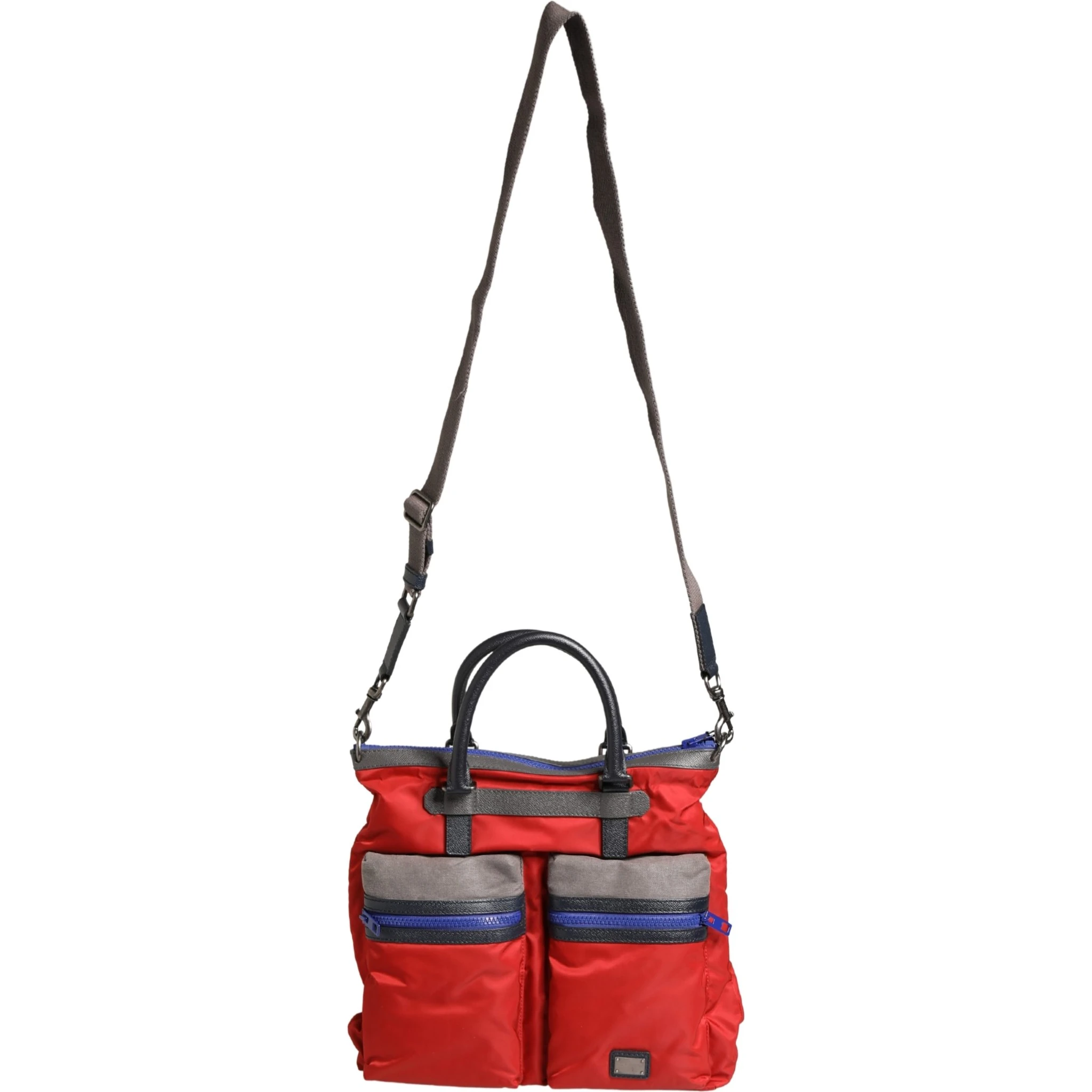 Red Nylon Multiple Compartments Tote Shoulder Borse Bag