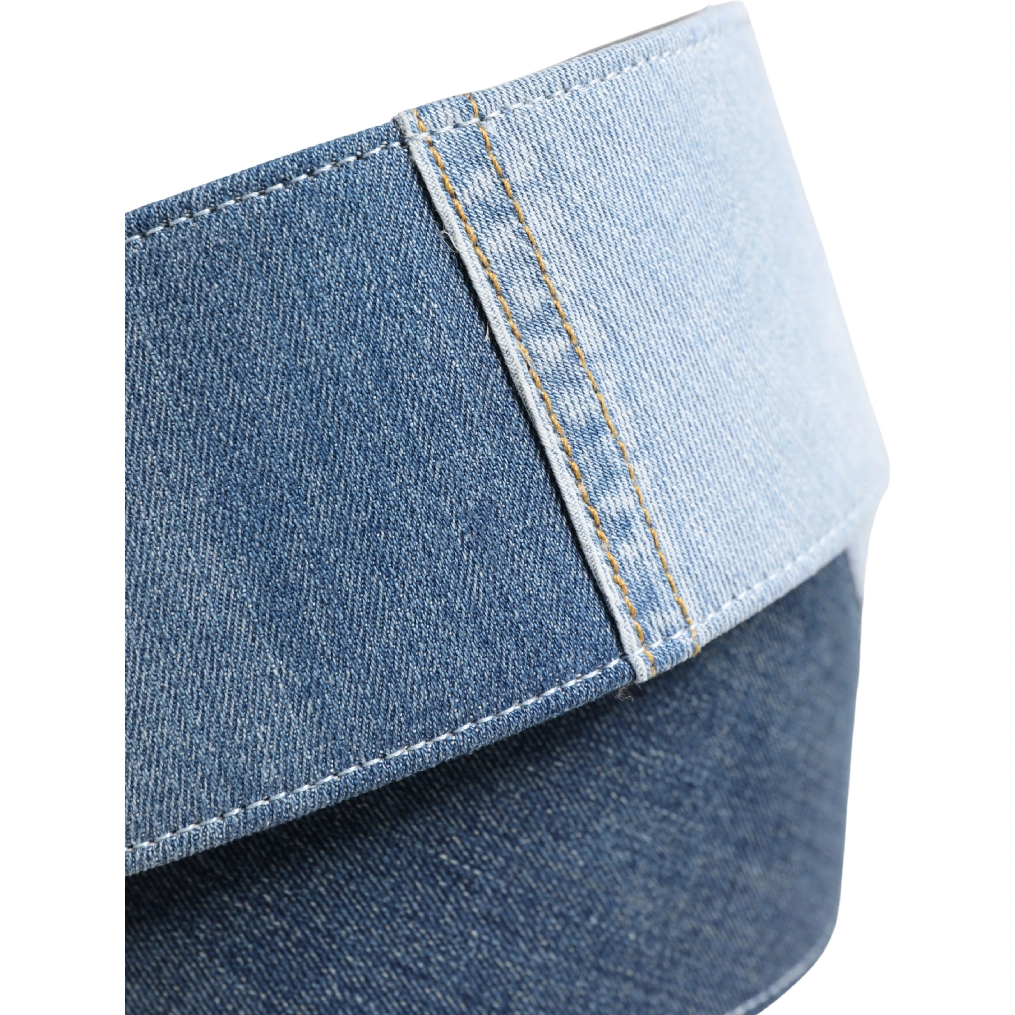Blue Two Tone Denim Gold Metal Buckle Belt