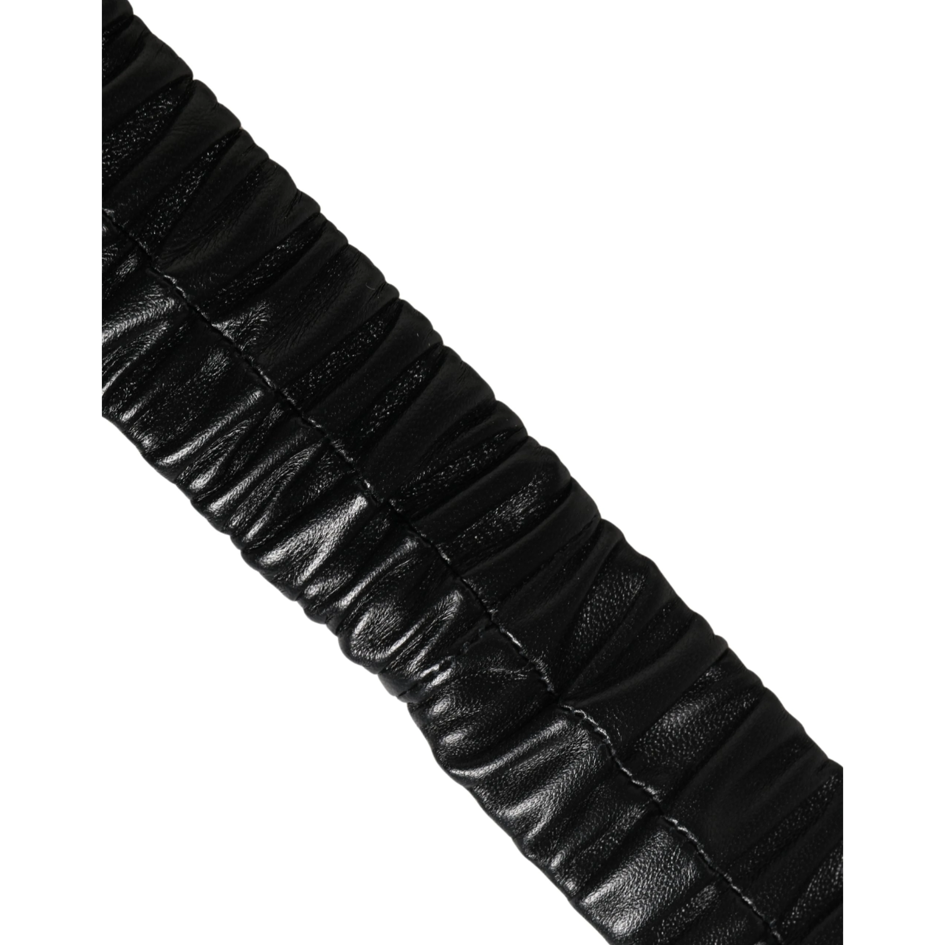 Black Leather Gold Heart Metal Buckle Belt
