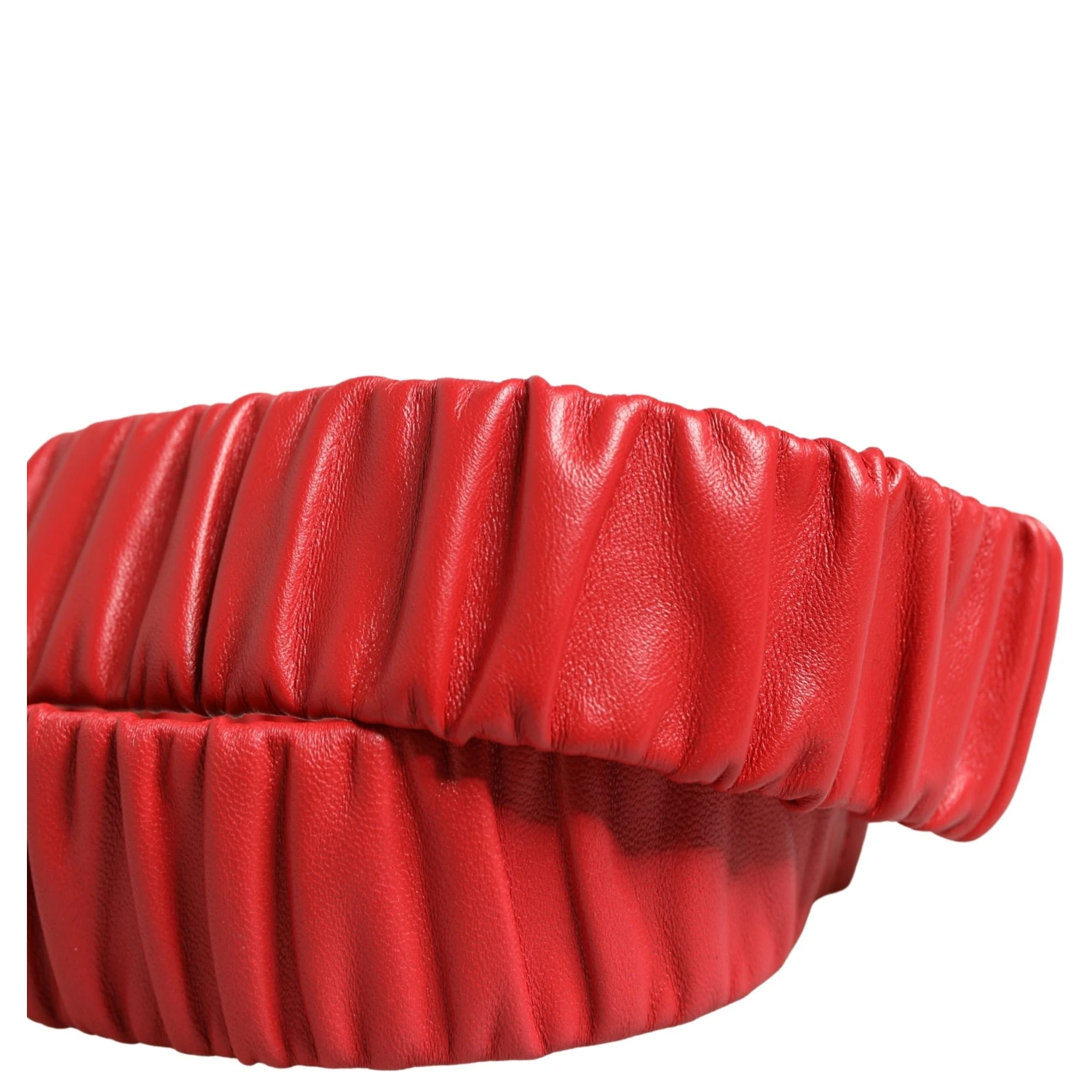 Red Leather Gold Heart Metal Buckle Belt